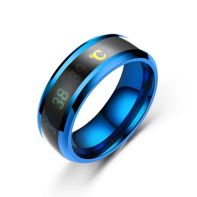 Temperature Sensitive Mood Ring — Color-Changing Stainless Steel, 4 Colors, Sizes 6–12
