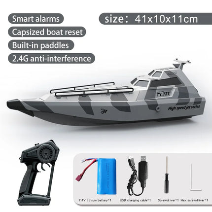 TX725 / TX727 RC Turbojet Speedboat | 2.4G 30km/h+ High-Speed Remote Control Jet Boat | Red, Black, Gray & Green