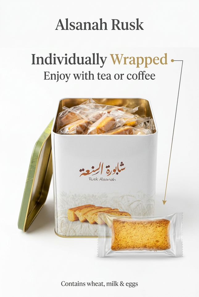 Alsanah Rusk info image showing individual wrapping