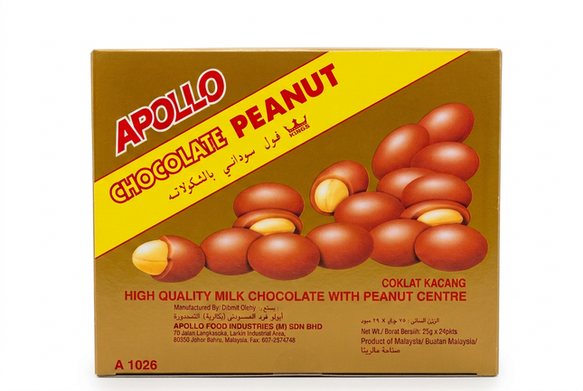 Apollo Chocolate Peanut product image with printed dates removed