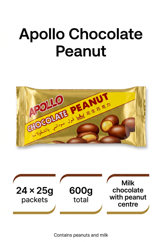 Apollo Chocolate Peanut single-packet infographic