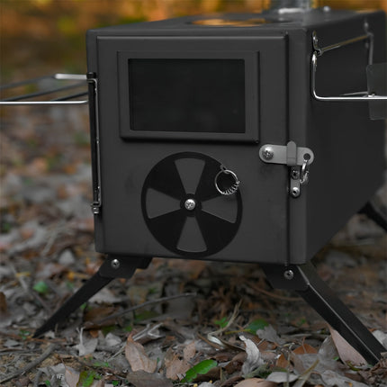 Portable Foldable Wood Stove with 7 Chimneys — Iron, 38×19×19cm