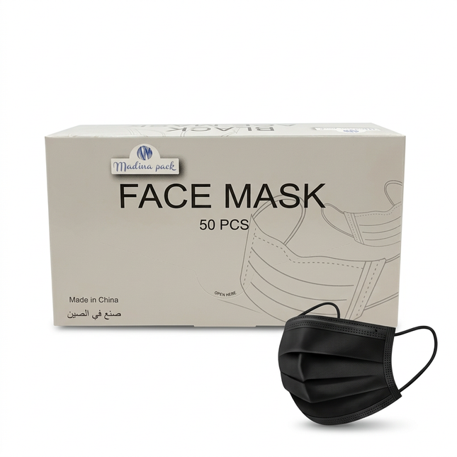 Black mask with the correct warm-grey front box