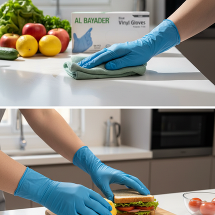 Blue Vinyl Gloves Lifestyle