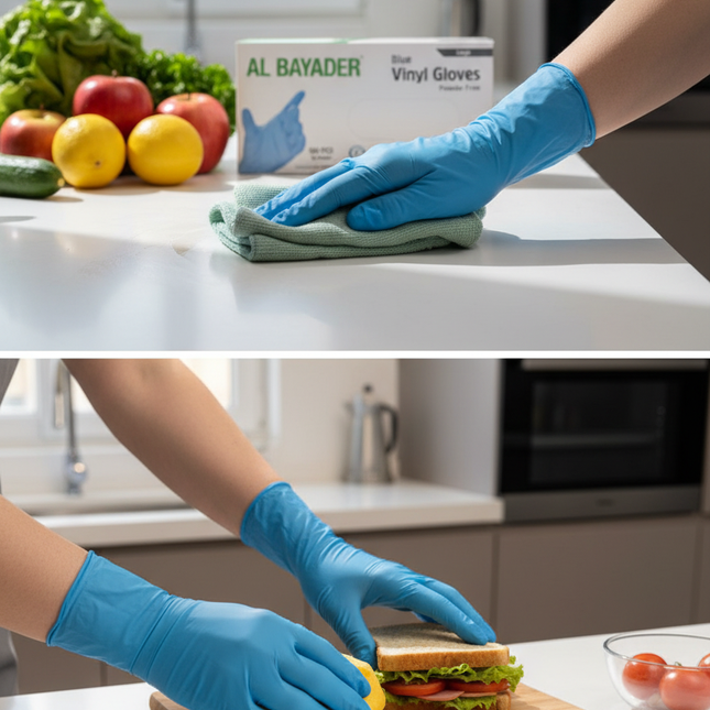 Blue Vinyl Gloves Lifestyle