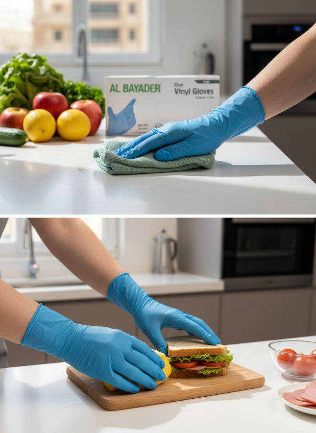 Blue Vinyl Gloves Lifestyle