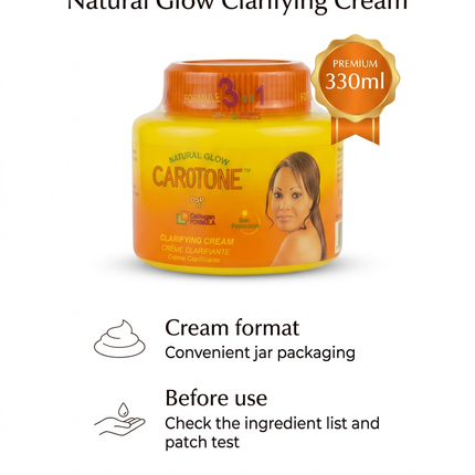 Carotone Natural Glow Clarifying Cream 330ml infographic