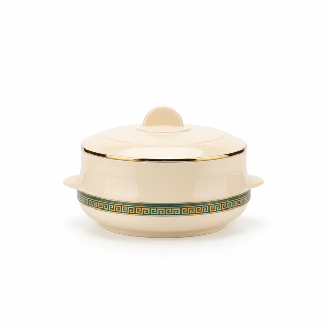 Cream with Gold & Green Trim
