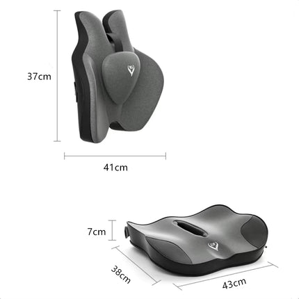 Cotton Seat Cushion & Lumbar Support Set — Ergonomic Comfort, 2 Colors
