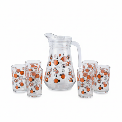 Glass Pitcher Set - Circle Pattern Variant