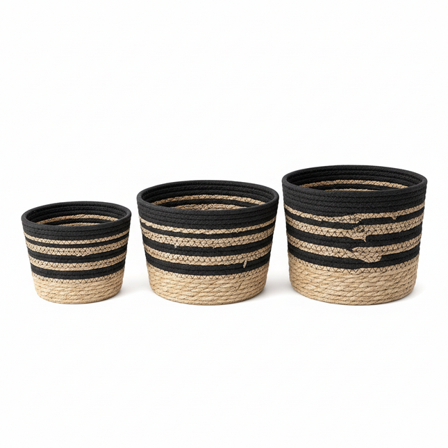 Handwoven Storage Baskets - Three Sizes Beautifully Arranged