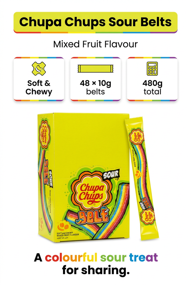 Chupa Chups Sour Belts 48 × 10g product information