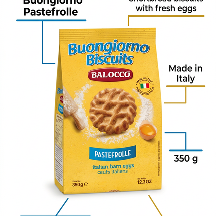 Balocco Pastefrolle 350 g biscuits product information with origin and allergens