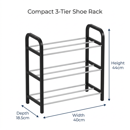 Three-tier shoe rack dimensions: width 40cm, depth 18.5cm, height 44cm