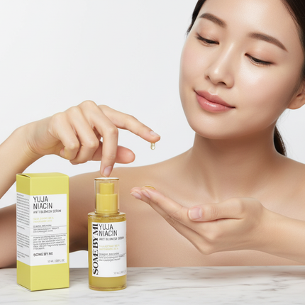 SOME BY MI Yuja Niacin Anti Blemish Serum lifestyle shot