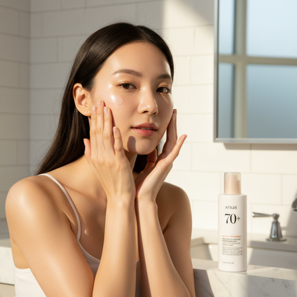 ANUA Rice 70 Intensive Moisturizing Milk — lifestyle application shot