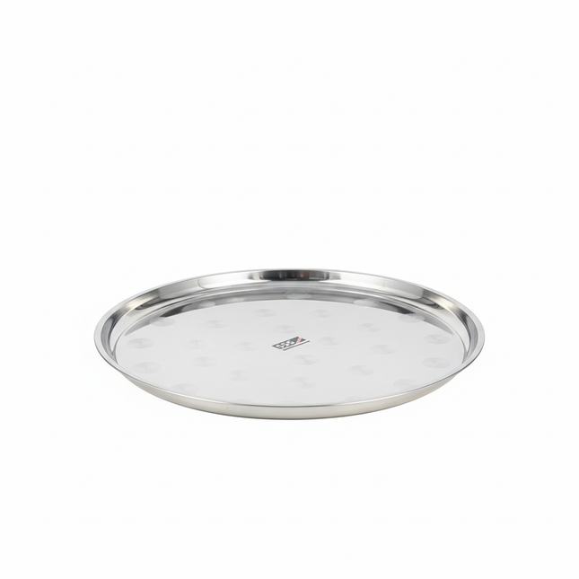 65cm stainless steel round serving tray with mirror polish finish