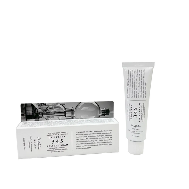 Dr.Althea 345 Relief Cream 50ml tube and carton on white background