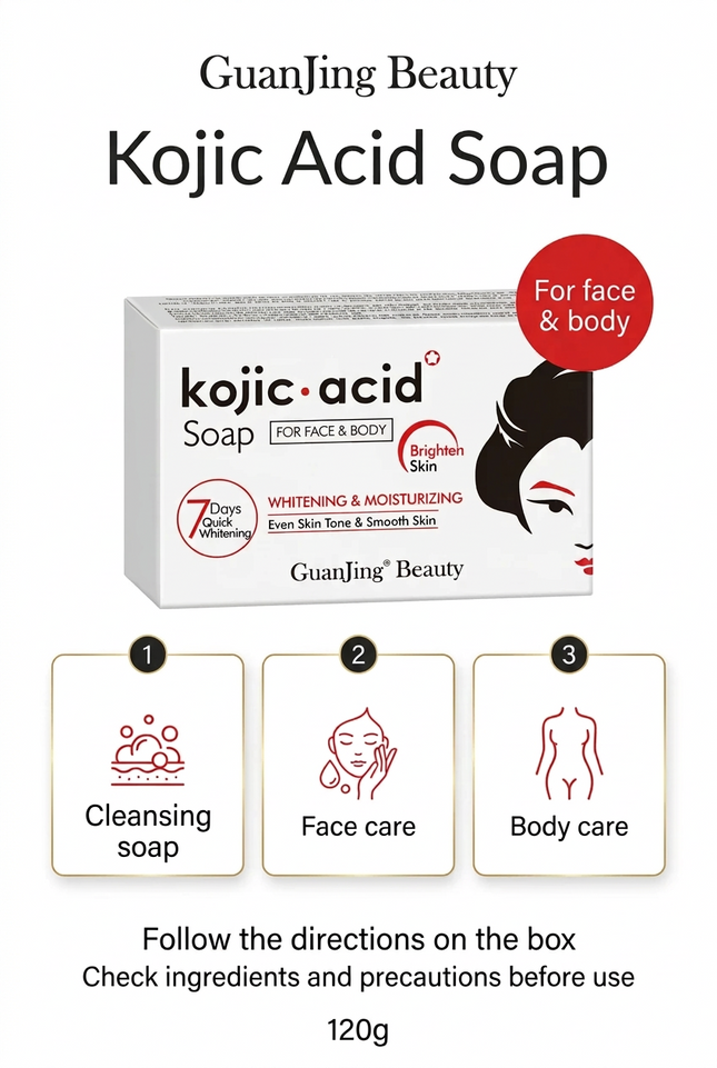 GuanJing Beauty Kojic Acid Face and Body Soap 135g information image