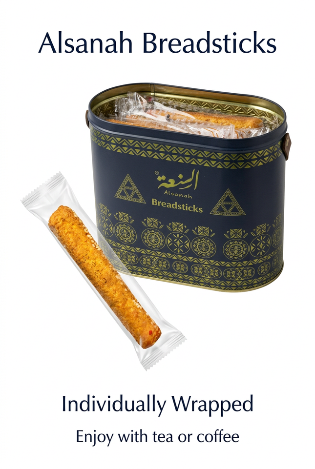 Alsanah Breadsticks open tin and individually wrapped breadstick