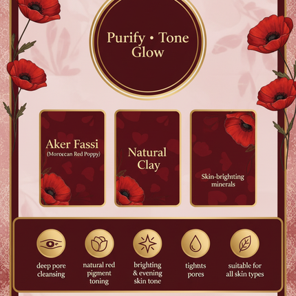 Jardin d'Oléane Clay Mask Aker Fassi branded infographic