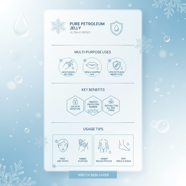 Snowy Jelly Vaseline benefits - Multi-purpose moisturizing and healing infographic