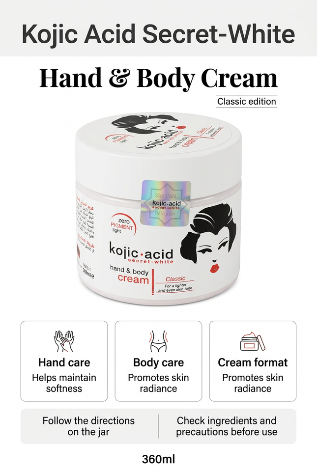 Kojic Acid Secret-White Hand and Body Cream Classic 360ml information