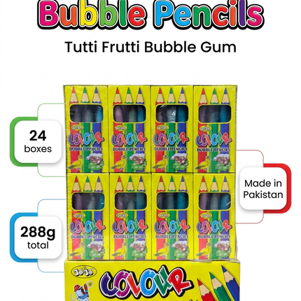 JoJo Colour Bubble Pencils tutti frutti gum 24 box infographic