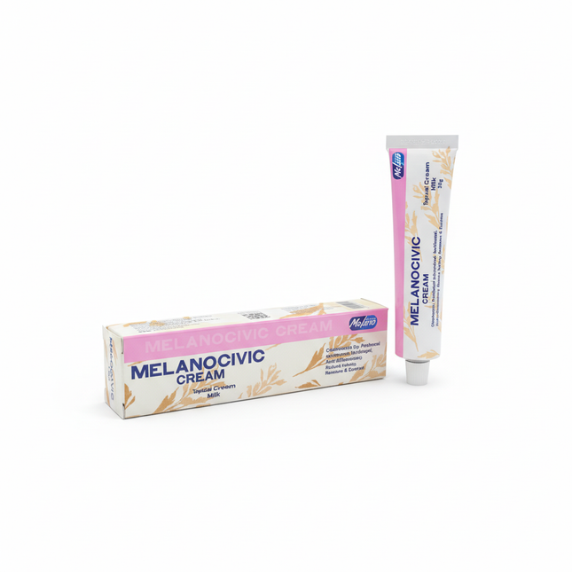 MelanoCivic Cream box and tube on white background