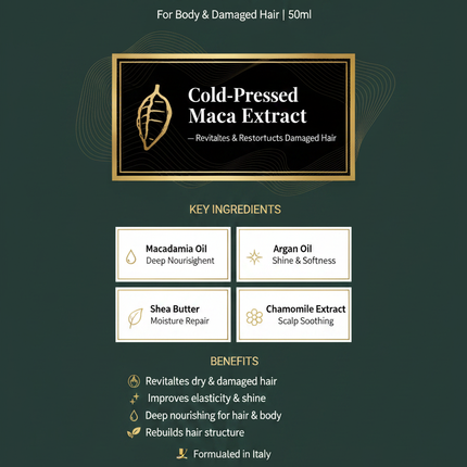 Karseell Maca Power Essence Oil branded info graphic