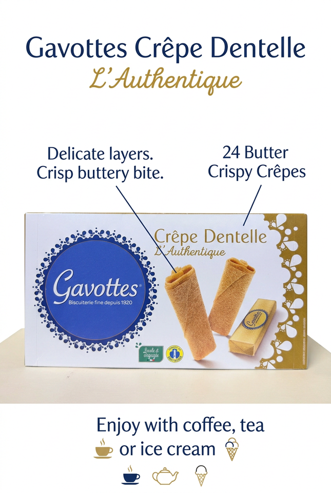 Gavottes Crêpe Dentelle assortment of 24 delicate butter crispy crêpes