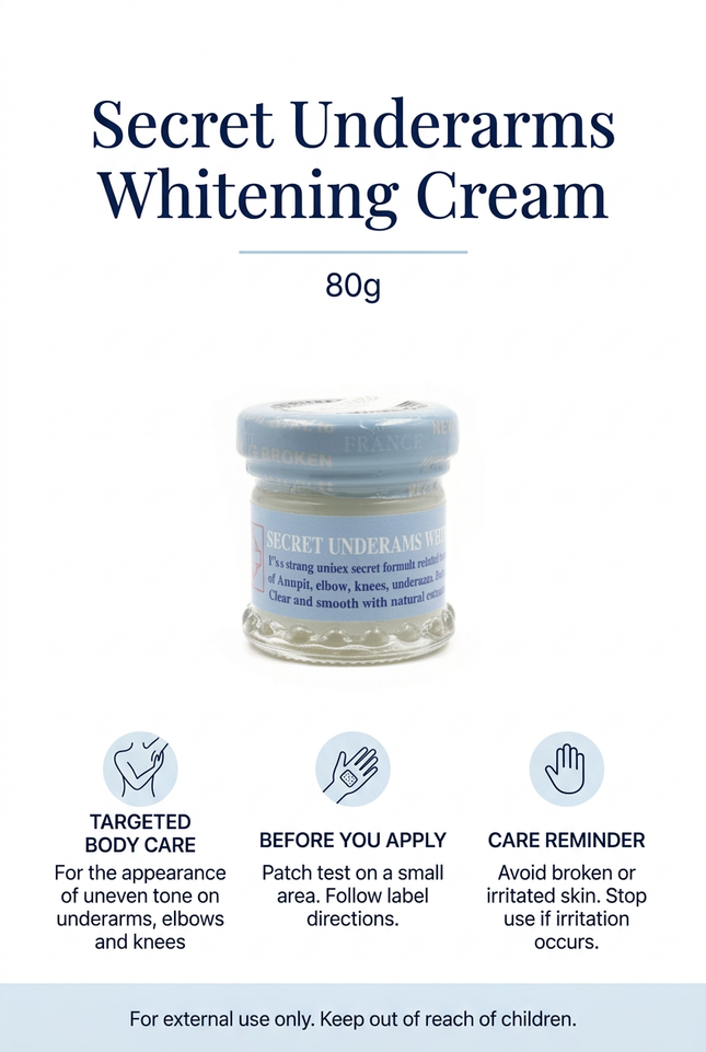 Secret Underarms Whitening Cream 80g product information and care guide