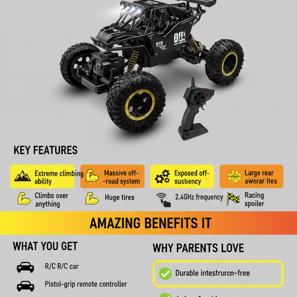 2.4G R/C Climbing Car Benefits Infographic
