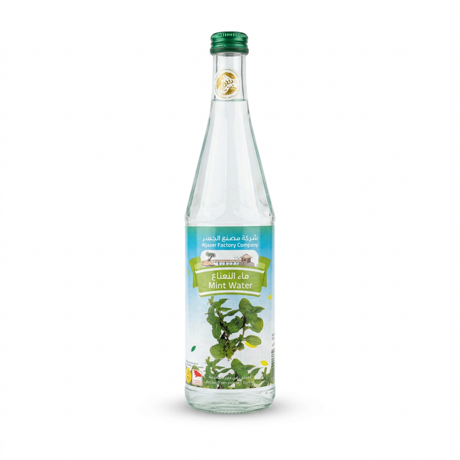 Aljaser Mint Water 565 ml front bottle view on white background