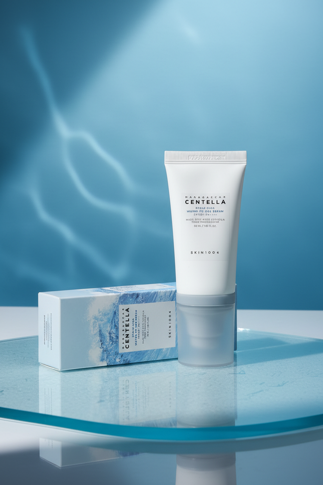 SKIN1004 Madagascar Centella Hyalu-Cica Water-Fit Sun Serum ocean editorial