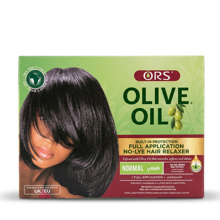 ORS Olive Oil Normal No-Lye Hair Relaxer kit front carton on white