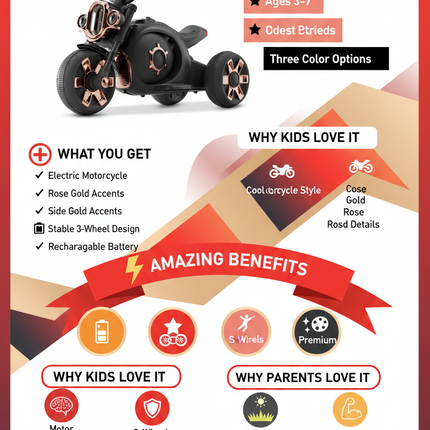 Electric motor bike benefits and features infographic