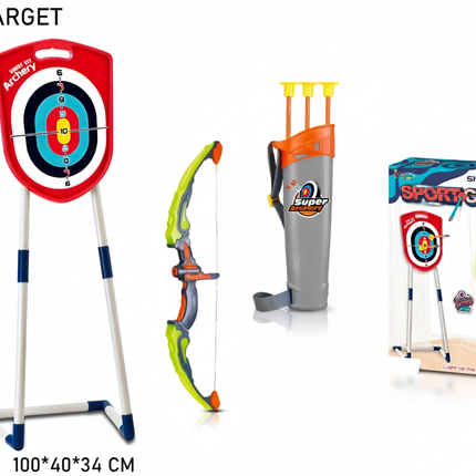 Shield target archery set with bow, arrows and stand