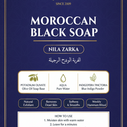 Jardin d'Oléane Moroccan Black Soap Nila Zarka branded infographic