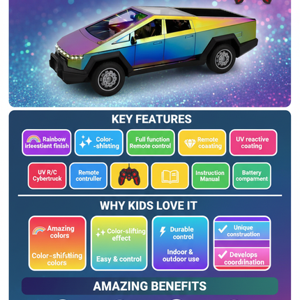 UV R/C Car Cybertruck Benefits Infographic