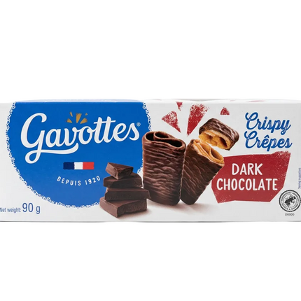 Gavottes Dark Chocolate Crispy Crêpes 90g box on white background