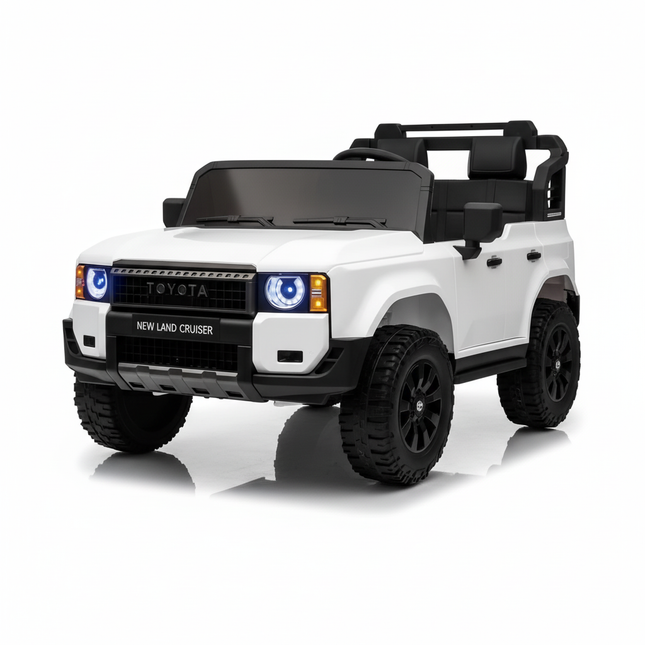 White Toyota Prado electric ride on car