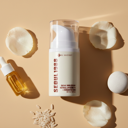 K-Secret Seoul 1988 Retinal Cream lifestyle flat lay