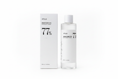 ANUA Heartleaf 77% Soothing Toner — box and bottle on white background