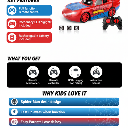 Spider-Man R/C Car Benefits Infographic