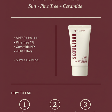 K-Secret Seoul 1988 Sun info card SPF50+ PA++++