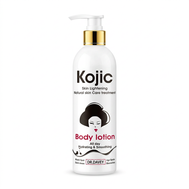 Dr. Davey Kojic Body Lotion white pump bottle on white