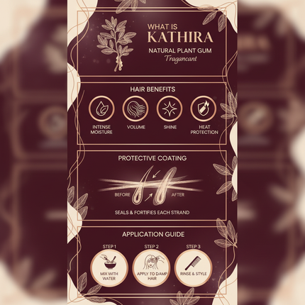 Kathira hair gel benefits - Natural volume and moisture infographic