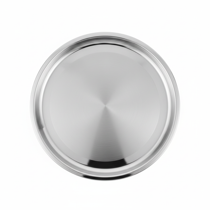 65cm stainless steel serving tray top view showing full circular shape
