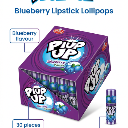 PIUP UP blueberry lollipops 30 pieces 16g infographic